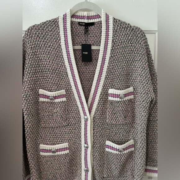 Maje Mapada Marled Cardigan Paprika be with tags jacket button down pink - Picture 11 of 15